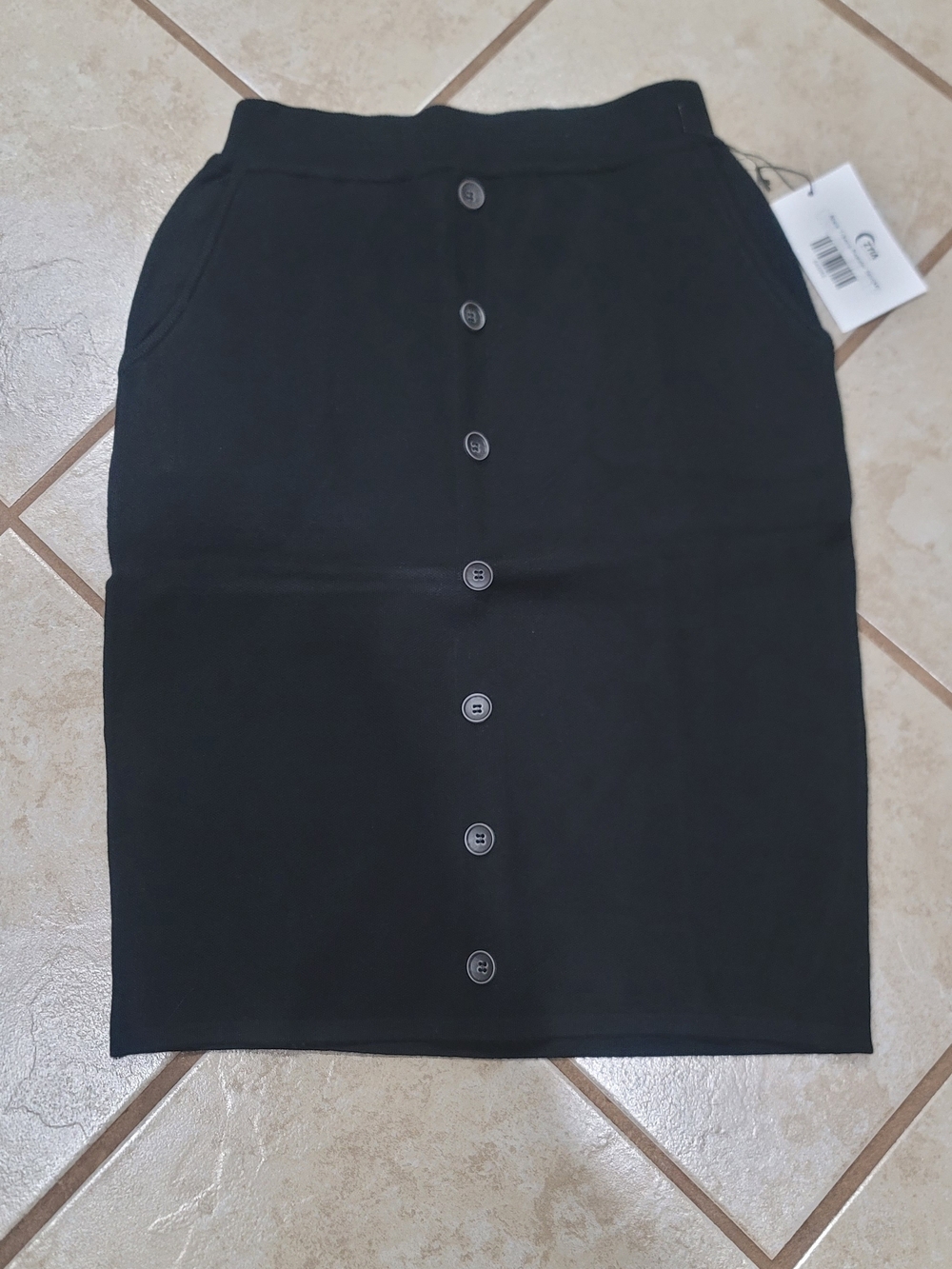 ZYIA Black Button-Front Pencil Skirt